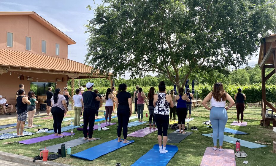 Yoga + Wine in the Barrel Room