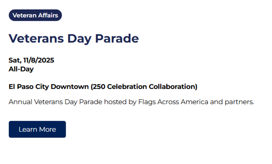 Veterans Day Parade - City of El Paso