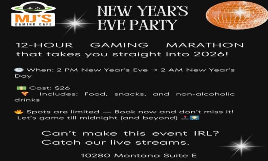 NEW YEAR'S EVE PARTY-12 HOUR GAMING MARATHON